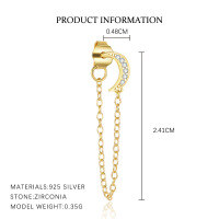 wholesale S925 Sterling Silver Cross-border Light Luxury Earrings With Zirconia And Chain Tassels-E5041-Gold/Single 925 Silver