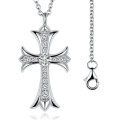 wholesale S925 Sterling Silver Plated with 18K Gold Cross Pendant Necklace for Women, Premium Moissanite Diamond Accents-0-4
