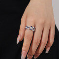wholesale S925 Sterling Silver High-End Elegant Cultured Sapphire Moissanite Ring for Women-0-2