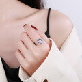 wholesale S925 Sterling Silver Exaggerated Round European-style Adjustable Index Finger Ring with Purple Zircon for Cross-border Live Streaming Supply-0-0