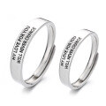 wholesale S925 Sterling Silver Trendy Ins-Style Romantic English Letter Couple Rings, Simple and Exquisite Versatile Design-0-4