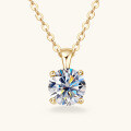 S925 Silver Classic Six-Claw D Color Moissanite 1 Carat Necklace-0-15