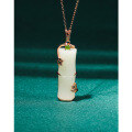 wholesale Pure Silver Hetian Jade Bamboo Pendant Necklace for Women, Summer Minimalist Light Luxury Small Design Sense New Bamboo Collarbone Chain-0-1