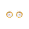 wholesale 925 Silver Japanese-style Light Jewelry Vintage Freshwater Pearl Irregular Round Dot Stud Earrings and Necklace Set-0-5