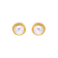wholesale 925 Silver Japanese-style Light Jewelry Vintage Freshwater Pearl Irregular Round Dot Stud Earrings and Necklace Set-Simple and elegant pearl earrings>925 silver