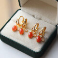 wholesale 925 silver gold-plated natural Sichuan material Nanhong white jade cherry red earrings women's jewelry live streaming supply chain-0-2