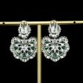 wholesale Metal: 925 Silver Gold Plated, High Carbon Diamond Muzo Green Teardrop Floral High-End Jewelry Versatile Women's Earrings-0-2