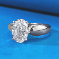 wholesale 925 Silver New ZHUO ZHI FAN Jewelry 7*10 Ellipse Ice Flower Cut Unique Ring for Women, Minimalist Daily Ins Style-R828 White Diamond No. 8