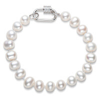 S925 Sterling Silver Simple Natural Freshwater Pearl Bracelet for Women-L-shaped bracelet [8-9mm natural freshwater pearl] 18cm  925 silver