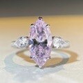 wholesale 925 Sterling Silver 7ct Full Diamond Marquise Halo Cubic Zirconia Ring for Women Cross-Border Wholesale-0-3