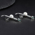 wholesale S925 Sterling Silver Fashionable Light Luxury Natural Freshwater Pearl Earrings with Natural Green Agate Ear Studs-0-2