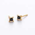 wholesale S925 Sterling Silver Casual Minimalist Black Zircon Inlaid Stud Earrings, Understated And Elegant Fashion Jewelry-0-3