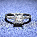S925 Silver Four-Prong Princess-Cut Moissanite Ring for Women, Live Stream Supply-0-1