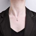 Sterling Silver Geometric Moissanite Pendant Necklace with Diamond Accents-0-2