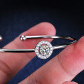 Sterling Silver Moissanite Luxury Round Bangle Bracelet for Women Live Direct Sales-0-2