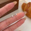 wholesale S925 Sterling Silver Croissant Ear Studs for Women, Small and Minimalist, Exquisite and Unique Ins-style Earrings, New Korean and Japanese Design-0-2