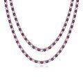 wholesale 18K Gold Plated Single Row Claw Set Micro Paved 3mm Zircon Fashionable Lab-Grown Ruby Sapphire Emerald Tennis Necklace-0-5