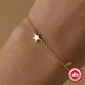 wholesale S925 Sterling Silver Minimalist INS Star Diamond Accent Versatile Unisex Bracelet-0-2