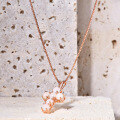 wholesale S925 silver plated with 18k rose gold, natural African opal gemstone cross pendant necklace-0-1