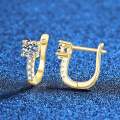 S925 Sterling Silver Moissanite U-Shaped Earrings, Classic Luxury Korean Style-0-0