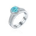 wholesale S925 silver 12ct round flame-cut ring, sterling silver set ring, 7*7 colored gemstone high-carbon diamond ice-cut women's ring-0-10