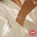 wholesale 925 Sterling Silver Double Layer Snake Bone Chain Bracelet, Trendy and Sophisticated Ins Style-0-2