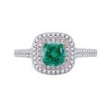 wholesale S925 Silver New ZHUOZHF Jewelry Imported High-Carbon Diamond 6*6 Paraiba Green Ring for WomenIns Style-0-4