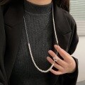 wholesale S925 Sterling Silver Matte Bead Long Pendant Necklace Women New Korean Style Fashion Minimalist Chic Collarbone Chain-0-0