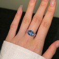 wholesale S925 Sterling Silver Ring for Women with Premium Pink and Blue Cubic Zirconia Design, Personalized and Exquisite, Fresh and Sweet Style-0-0