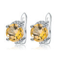 wholesale S925 Sterling Silver Natural Citrine Stud Earrings, Fashion Minimalist Style Natural Gemstone Earrings-0-4
