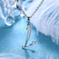 Metal Alloy Creative 26-Letter Simple Moissanite Necklace with Advanced Group Setting-0-11