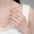 S925 Sterling Silver Full Moissanite Wave Design Women's Ring-0-2