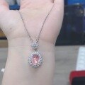 wholesale 925 Silver Plated Colorful Gem Sea Blue Necklace for Women, Light Luxury Fashion Retro Elegant Advanced Red Zircon Collarbone Chain-0-0