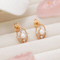 wholesale S925 Sterling Silver Gold-Plated Japanese-style Jewelry, Hollow-Out Elegant Freshwater Pearl Earrings for Women-0-3
