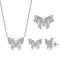 wholesale S925 Sterling Silver INS Style Butterfly Earrings Necklace Ring Set for Women, Premium Minimalist Delicate Jewelry-0-4