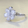 wholesale S925 Silver New 4*6mm Petal Teardrop White Diamond Ring Simple and Stylish Versatile Design-0-2