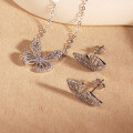 wholesale S925 Sterling Silver Micro-Paved Zircon Butterfly Necklace, Fashionable Minimalist French-Inspired Niche Design Ins Style Collarbone Chain-0-0