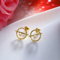 wholesale S925 Silver Japanese-style Light Jewelry Earrings for Women, Natural Pearl Earrings, Minimalist and Unique Circle Bar Ear Studs New Arrival-0-0