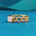 wholesale Golden silver 5*7 rectangular zircon Cuban chain hollow-out trendy live cross-border ring-0-1