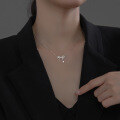 wholesale S925 silver agile bow necklace, internet-famous temperament double-layerpendant butterfly dreamdiamond collarbone chain D9520-0-2