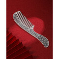 wholesale S999 Pure Silver Long-handled Silver Comb with Engraved Chinese Character "Fu", Handmade for Gua Sha, Solid Silver Hair Comb, Mother's Day Gift Wholesale-0-0