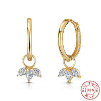 wholesale S925 Sterling Silver Petal Marquise Diamond Earrings,。-Gold 925 silver