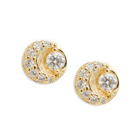 wholesale Metal: Sterling Silver Gold Plated Dunli Jewelry Autumn Winter New Japanese Minimalist Niche Design Circular Stud Earrings Fashionable High-End-SJ same style round versatile sterling silver gold-plated earrings 925 silver