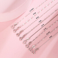 wholesale S925 Sterling Silver Full Starry Sky Snake Chain Melon Seed Chain with Twisted Links Ingot Field Charm Pendant Necklace for Women Choker-Gypsophila Chain-Gold-40cm