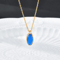wholesale S925 gold-plated silver minimalist and elegant double-layer stone blue glass and white shell pendant necklace for women wholesale supplier-0-1