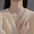 wholesale S925 Sterling Silver Full Diamond Butterfly Tassel Zircon Necklace Ins Style Fresh Women's Necklace Y00028-0-1