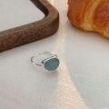 wholesale S925 Sterling Silver Chalcedony Ring for Women, Japanese and Korean New Style Minimalist Fashion Understated Ellipse Open Adjustable Ring-0-4