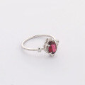 wholesale S925 Silver Japanese-style New Collection Winter Camellia Flower Rose Red Garnet Ring by Dunli Jewelry-0-2