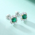 wholesale 925 Silver European and American Fashion Emerald Flower Earrings, Light Luxury Women's Studs with a High-End Sense-0-2