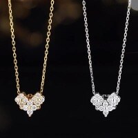 wholesale S925 Sterling Silver Detachable Four-Leaf Clover Pendant with Diamond Inlay, Fashionable and Luxurious Niche Design High-End Collarbone Necklace-Wear more four-leaf clover necklaces 925 silver